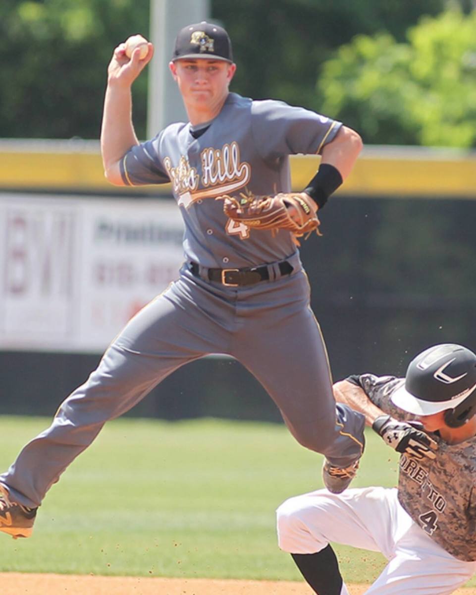 Evan Russell (4) makes a throw in the state baseball tournament. CREDIT: The Jackson Sun and submitted via the Russell Family
