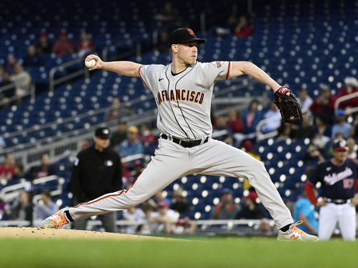 Jun 11, 2021; Washington, District of Columbia, USA; San Francisco Giants starting pitcher Anthony DeSclafani (26) delivers a pitch during the third inning against the Washington Nationals at Nationals Park.