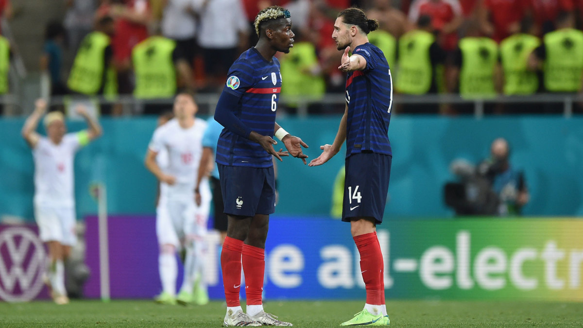 France's Paul Pogba and Adrien Rabiot