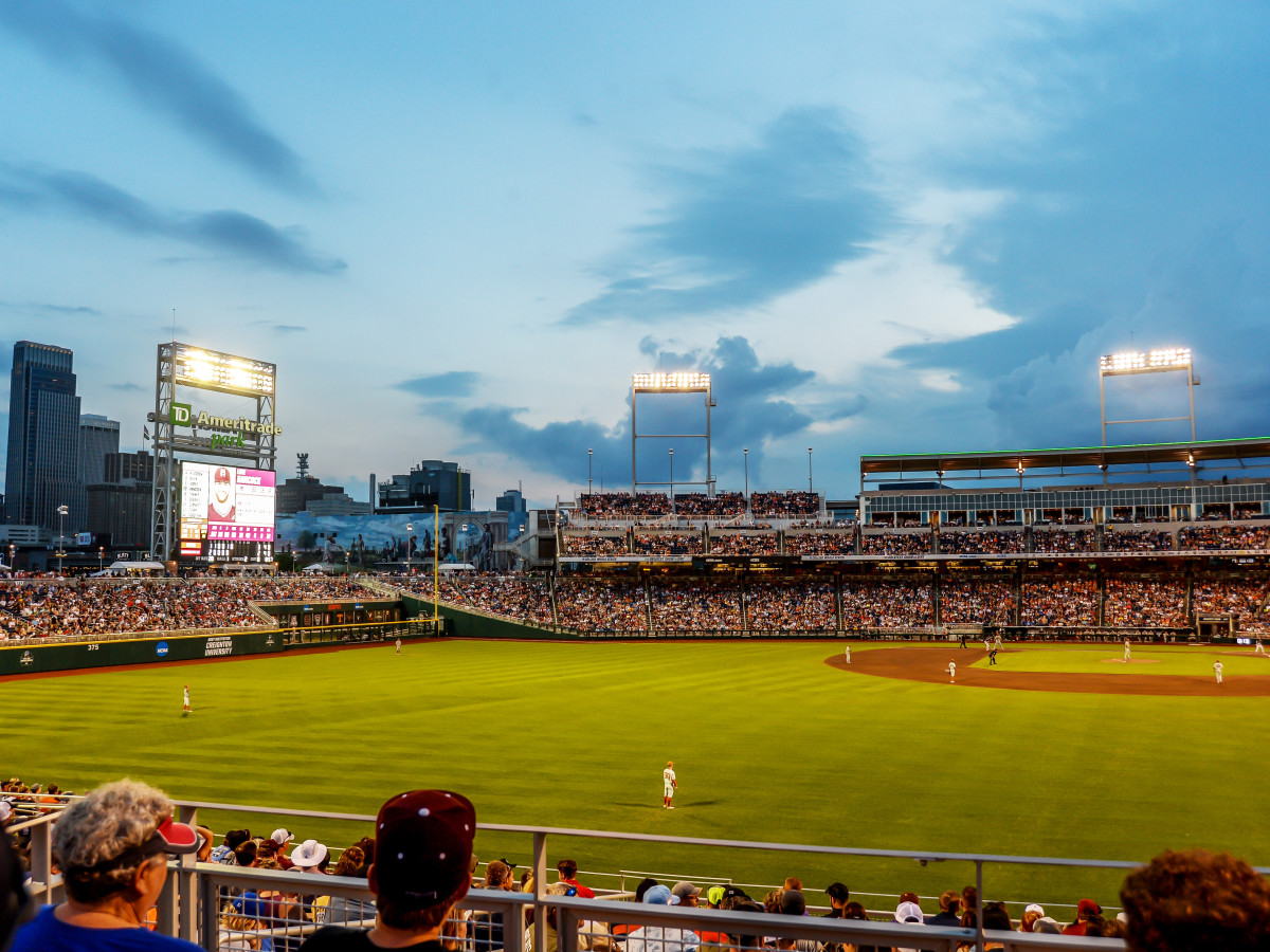Jun 25, 2021; Omaha, Nebraska, USA;  General view of the stadium during the game between the Texas Longhorns and the Mississippi State Bulldogs at TD Ameritrade Park.
