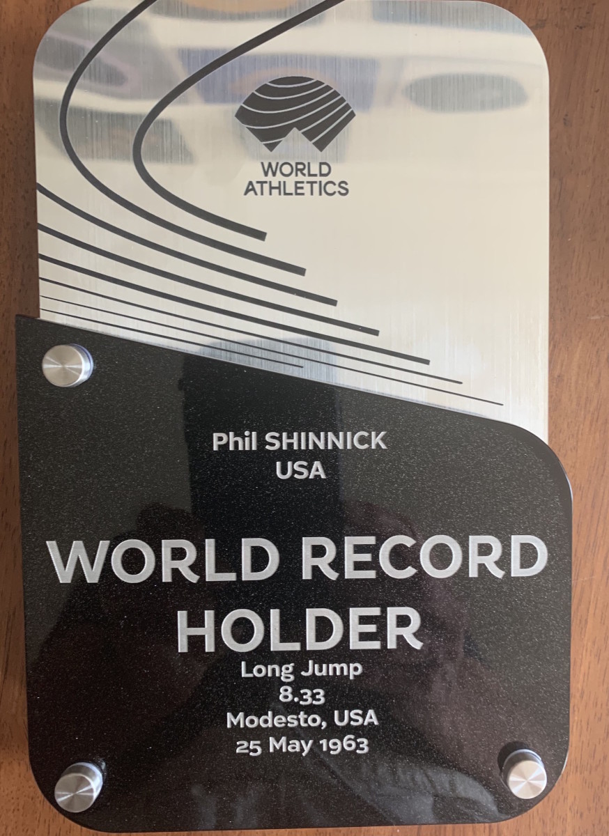 Phil Shinnick's world record-holder plaque.