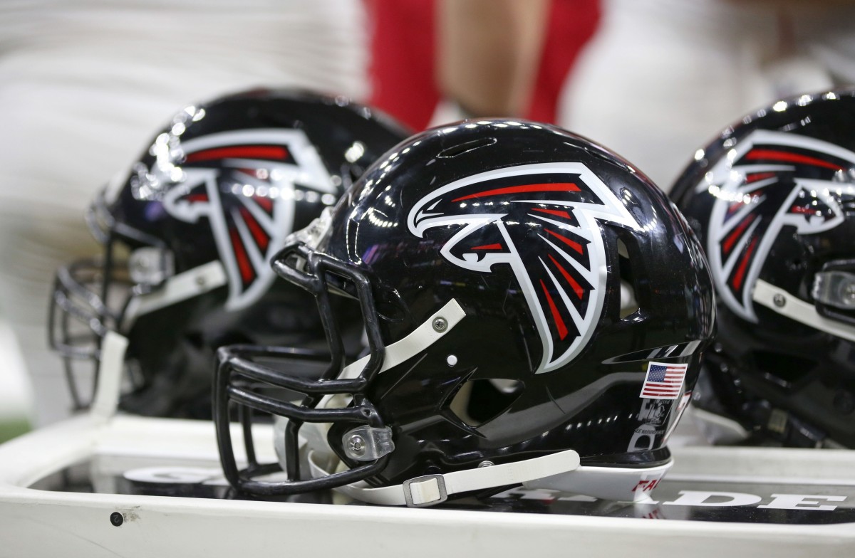 Nov 22, 2018; New Orleans, LA, USA; Atlanta Falcons helmets on the bench during their game against the New Orleans Saints in the first quarter at the Mercedes-Benz Superdome.
