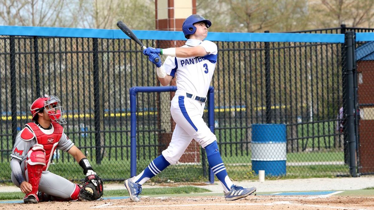 Trey Sweeney hitting at Eastern Illinois University