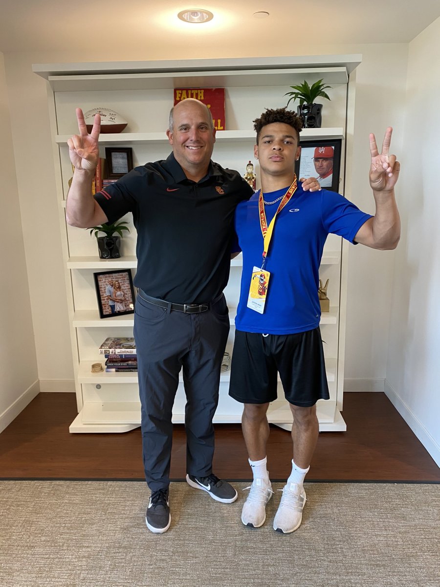 Limar pictured with Head Coach Clay Helton during his USC visit.