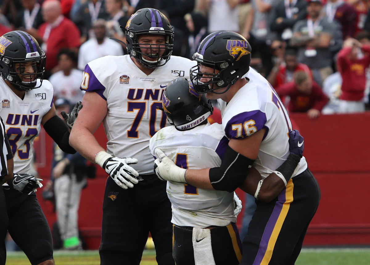 Trevor Penning (70) may be one of the highest-drafted FCS tackle in recent memory. 