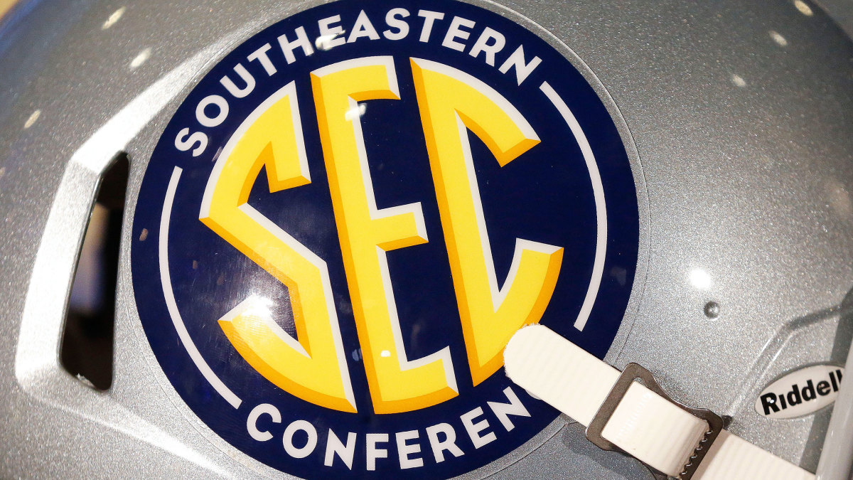 SEC football helmet with conference logo
