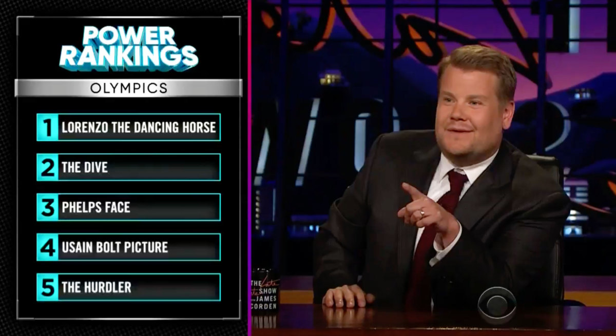 James Corden's 2016 Olympics power rankings, featuring Lorenzo in first