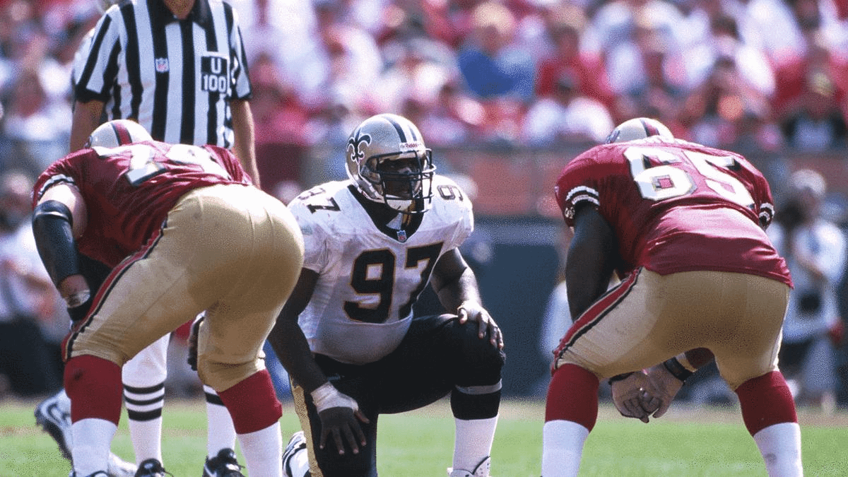 Former New Orleans Saints defensive tackle La'Roi Glover (97)