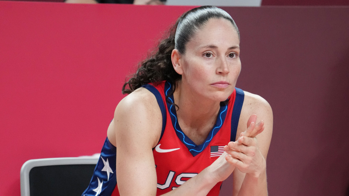 USA player Sue Bird (6) is seen on the bench as USA plays Nigeria during the Tokyo 2020 Olympic Summer Games at Saitama Super Arena.