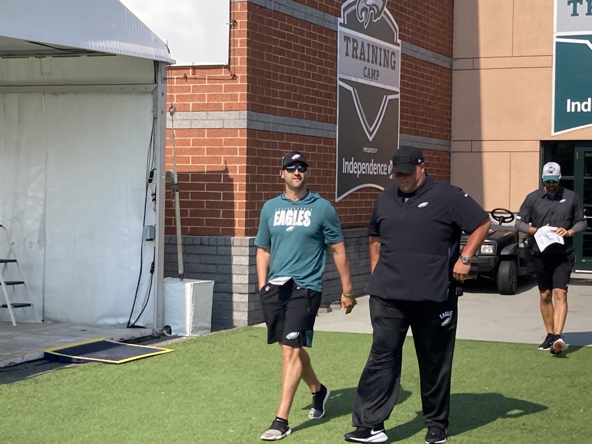 Nick Sirianni takes the field for the first time during training camp as a rookie head coach on July 28, 2021