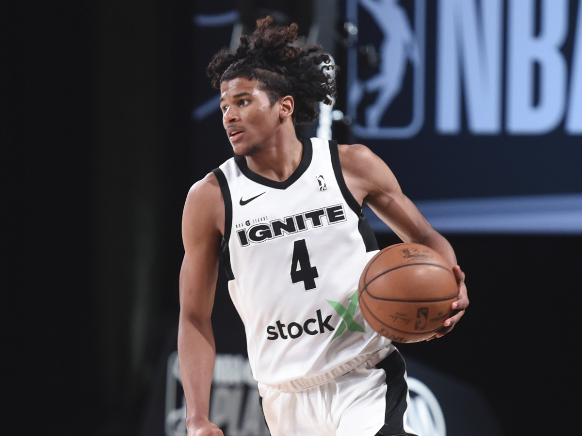 Jalen Green #4 of Team Ignite handles the ball during the game against the Raptors 905 during the NBA G League Playoffs on March 8, 2021 at AdventHealth Arena in Orlando, Florida.