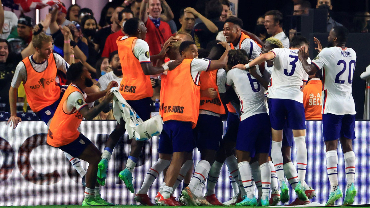 The USMNT celebrates a Gold Cup final win vs. Mexico