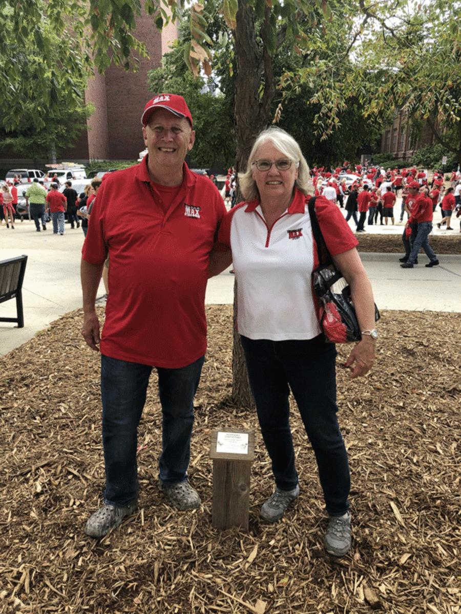 David and Donna Max at Memorial Stadium Tree