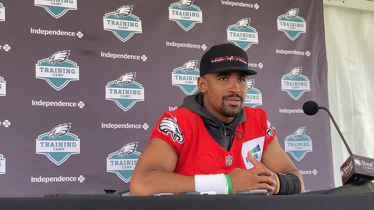 Jalen Hurts after practice on Aug. 2, 2021