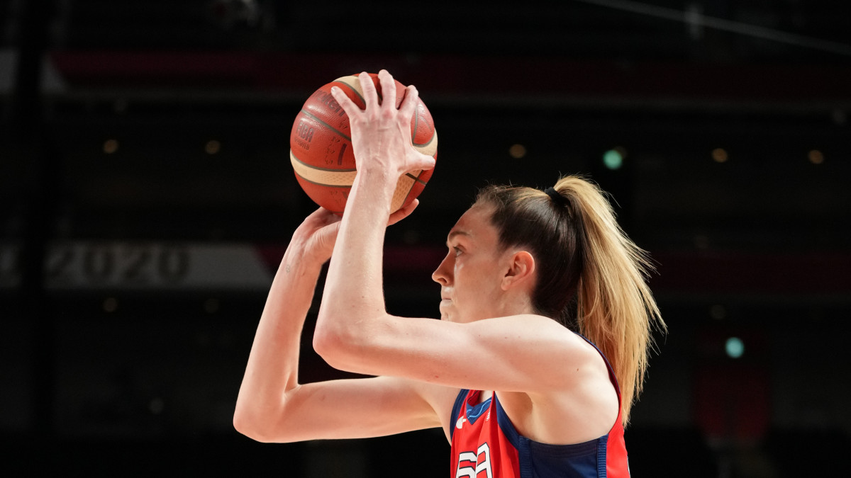 Breanna Stewart with Team USA women's basketball