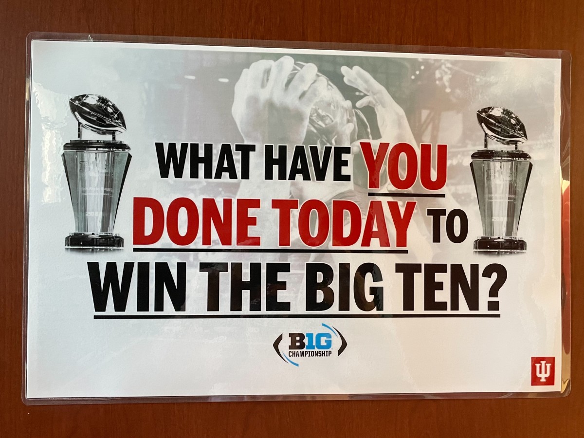 The sign on the wall of all the position rooms at Indiana's football complex says it all about what Indiana's goals are this season.