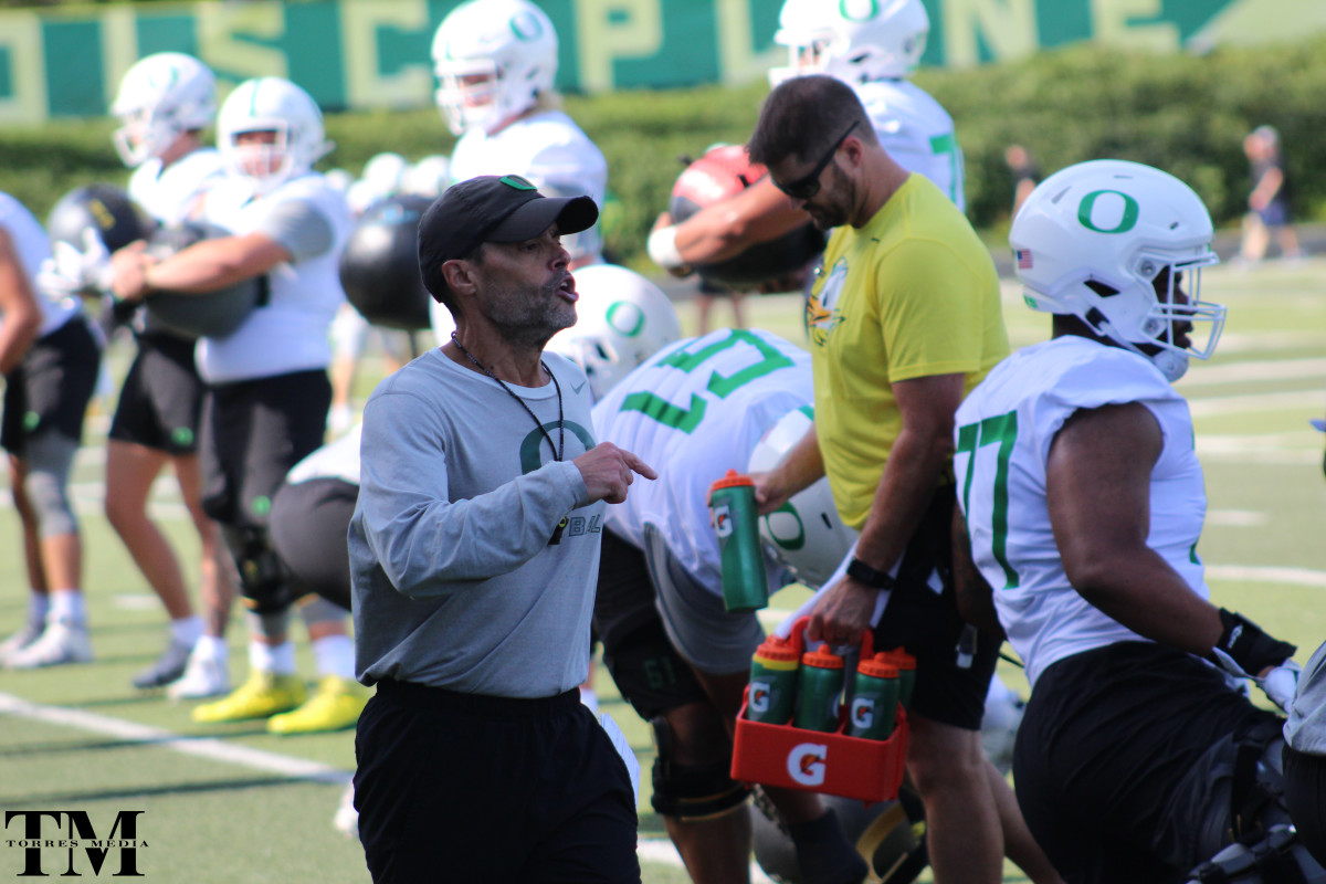 Mirabal shouts out instructions during drills in fall camp.
