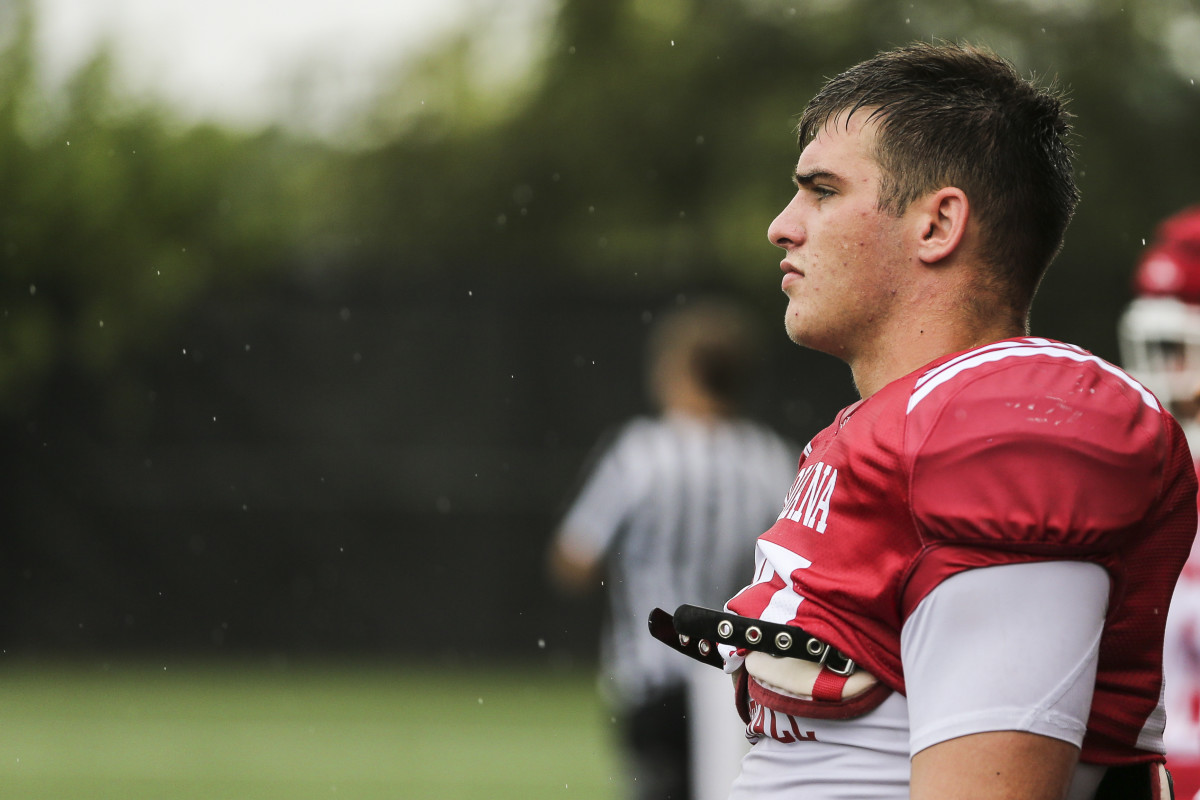 Micah McFadden looks on during Indiana's practice on Aug. 9