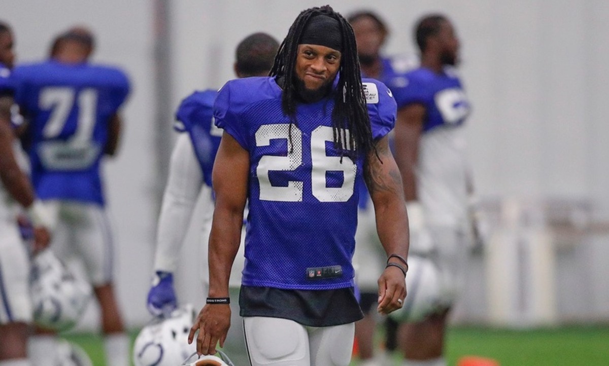 Indianapolis Colts strong safety Clayton Geathers (26) during their preseason training camp practice at Grand Park in Westfield on Monday, August 12, 2019.