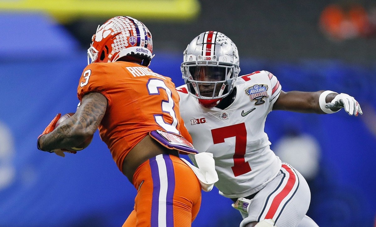 Cornerback Sevyn Banks, right, was among the members of Ohio State's back seven on defense who were out or limited by injuries this spring. College Football Playoff Ohio State Faces Clemson In Sugar Bowl.