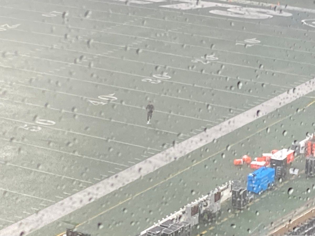 Jason Kelce wonders into the storm