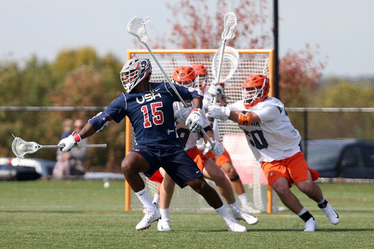 The Virginia men's lacrosse team plays against Team USA in the 2019 USA Lacrosse Fall Classic. (Photo by Zach Babo/Inside Lacrosse)