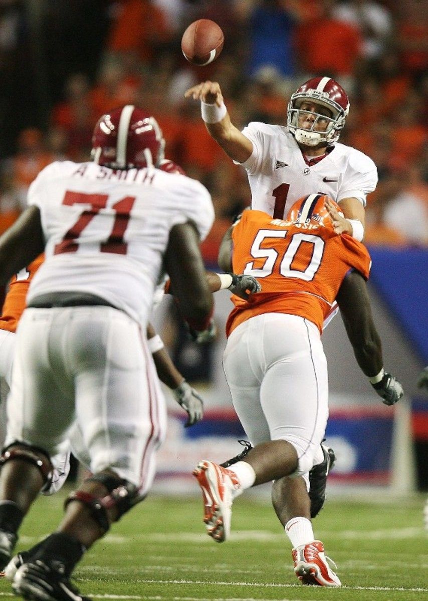 John Parker Wilson attempts a pass against Clemson in 2008