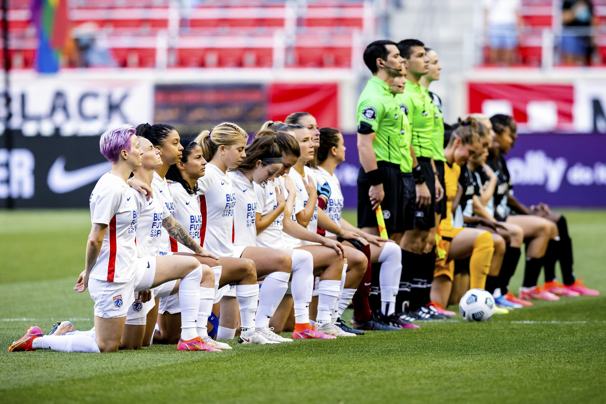 Five years later, Kaepernick's stamp can be found all across sports. Megan Rapinoe (far left) was one of the first adopters.
