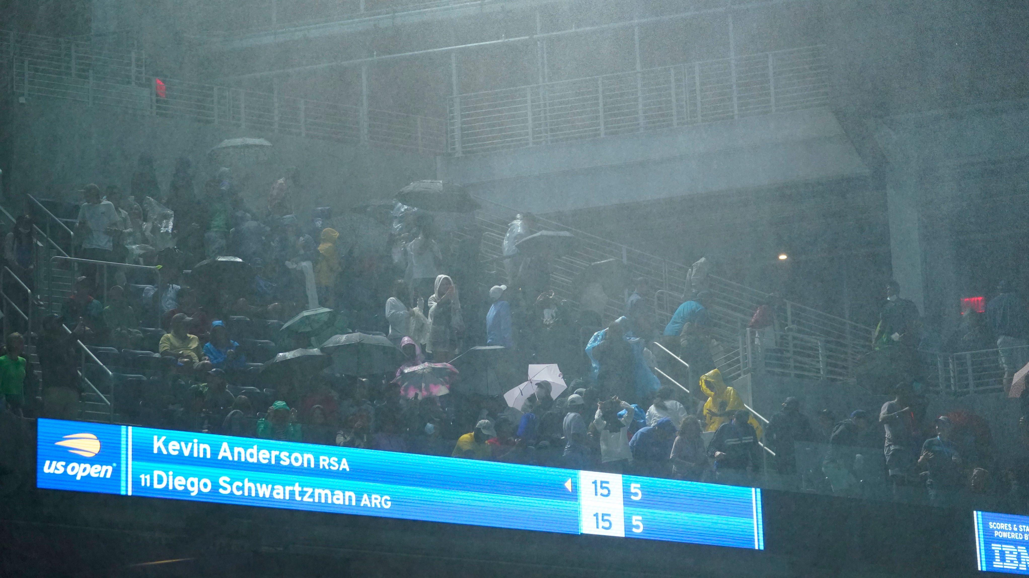 Rain causes postponements at U.S. Open as water pours through roof