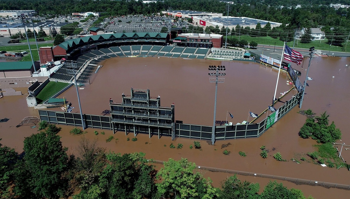 Somerset Patriots TD Bank Ballpark flooded