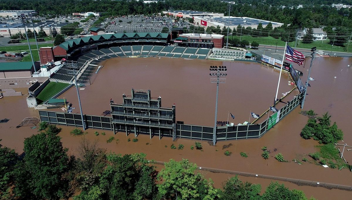 stadium flooded by Hurricane Ida 