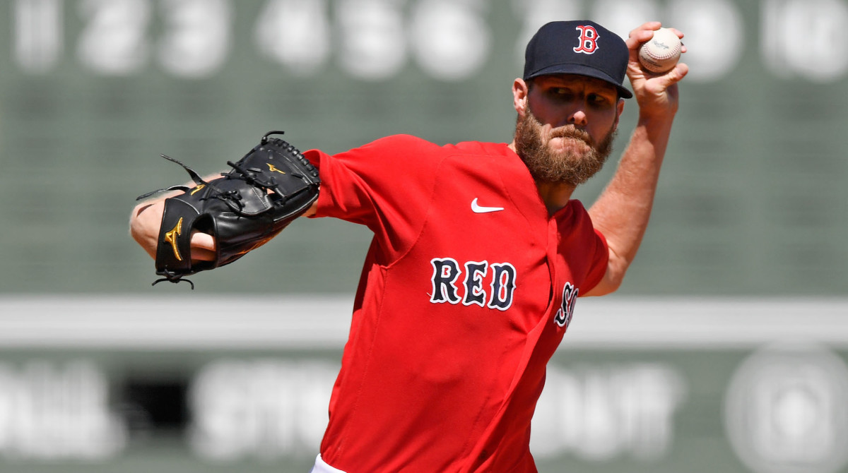 Sept. 6, 2021; Boston, Massachusetts, USA; Boston Red Sox starting pitcher Chris Sale (41) pitches against the Tampa Bay Rays during the first inning at Fenway Park.