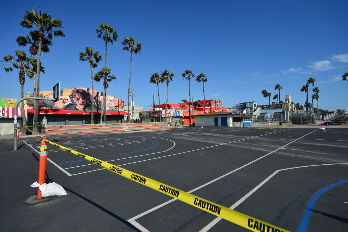 Basketball courts along the Venice Beach Boardwalk