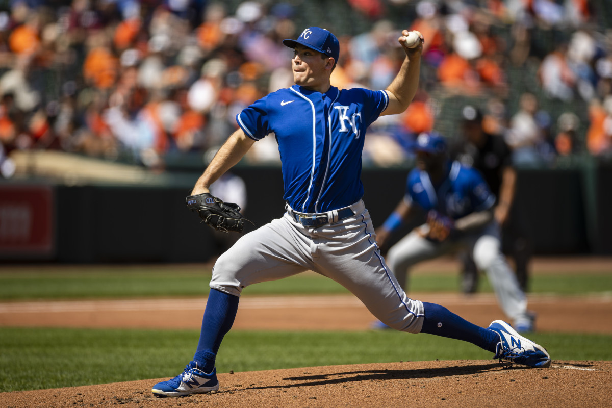 Sep 6, 2021; Baltimore, Maryland, USA; Kansas City Royals starting pitcher Kris Bubic (50) pitches against the Baltimore Orioles during the third inning at Oriole Park at Camden Yards. Mandatory Credit: Scott Taetsch-USA TODAY Sports