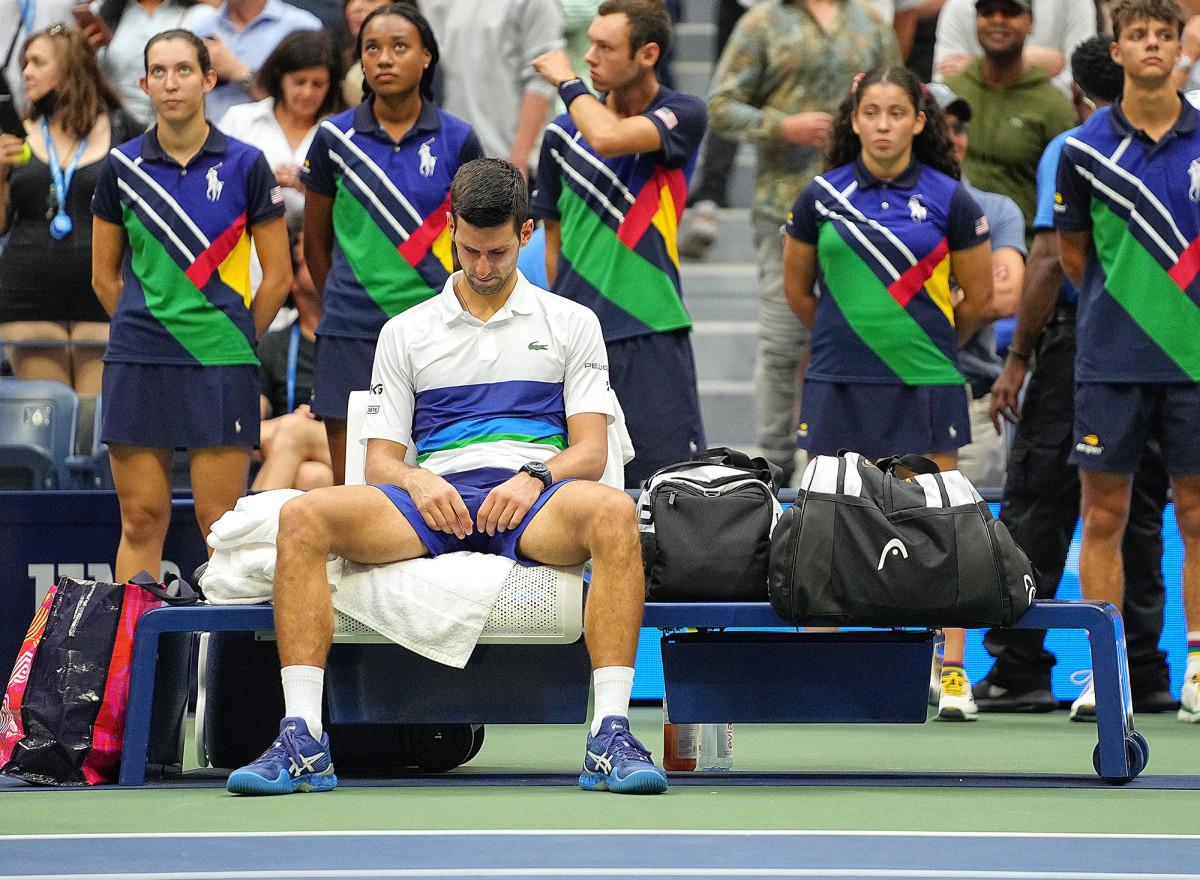 Djokovic cried courtside after coming one win short of the calendar-year grand slam.