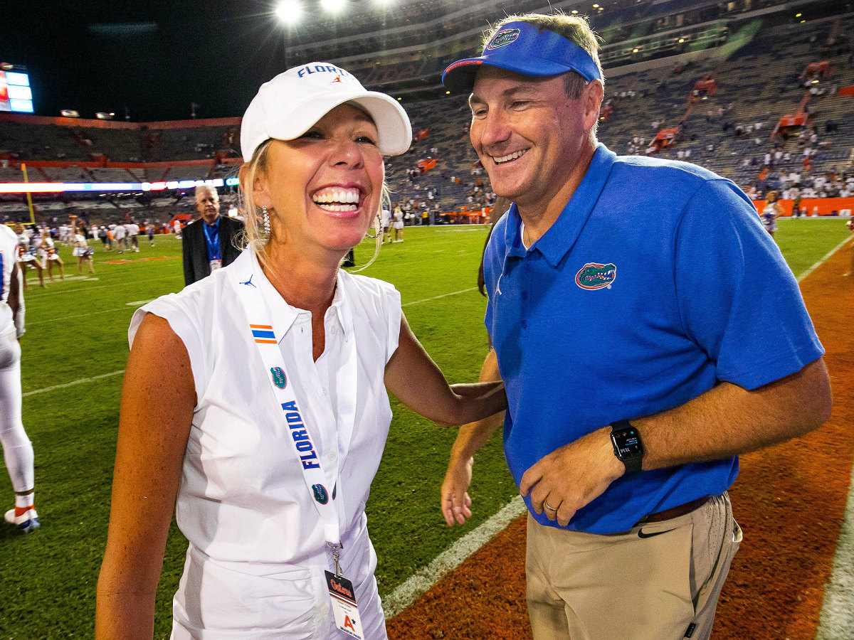 Megan Mullen and Dan Mullen are all smiles after a Florida win