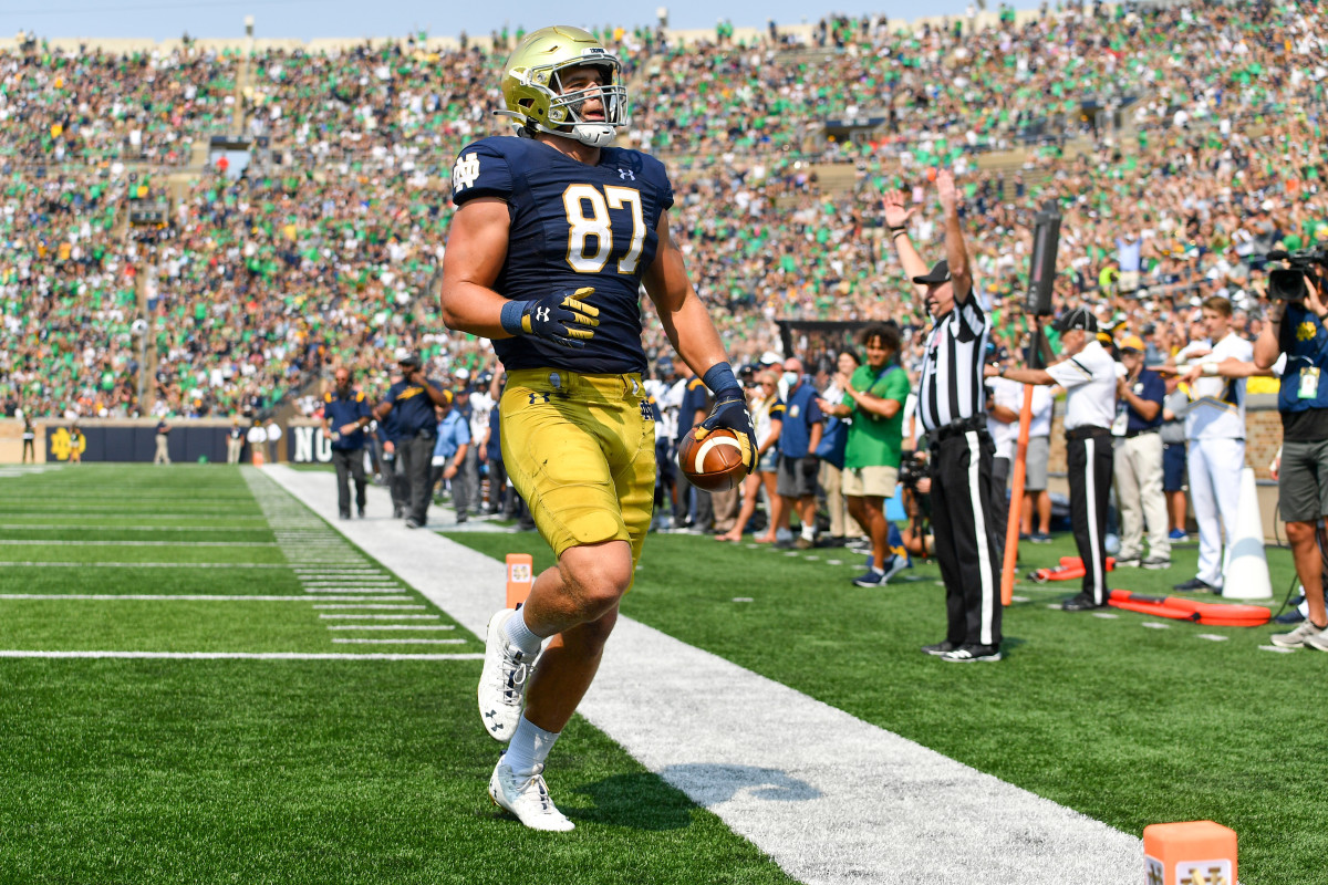 Arguably the top tight end in college football, Michael Mayer is a 2023 draft prospect to watch. 