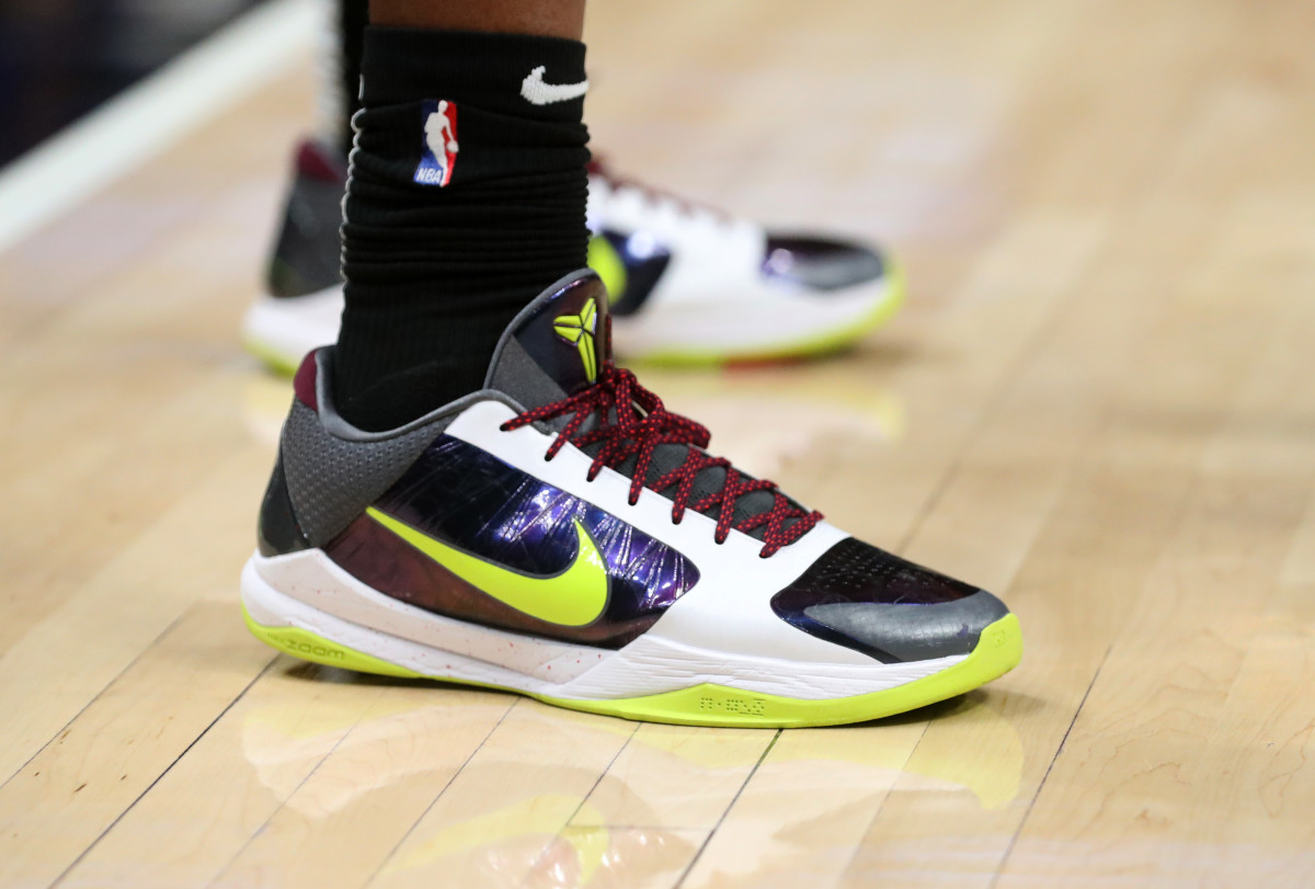 A detail of the shoes of Atlanta Hawks forward Cam Reddish (22) during their game against the Phoenix Suns at State Farm Arena.