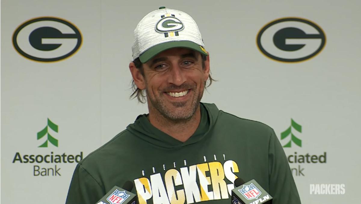 Aaron Rodgers during Thursday press conference
