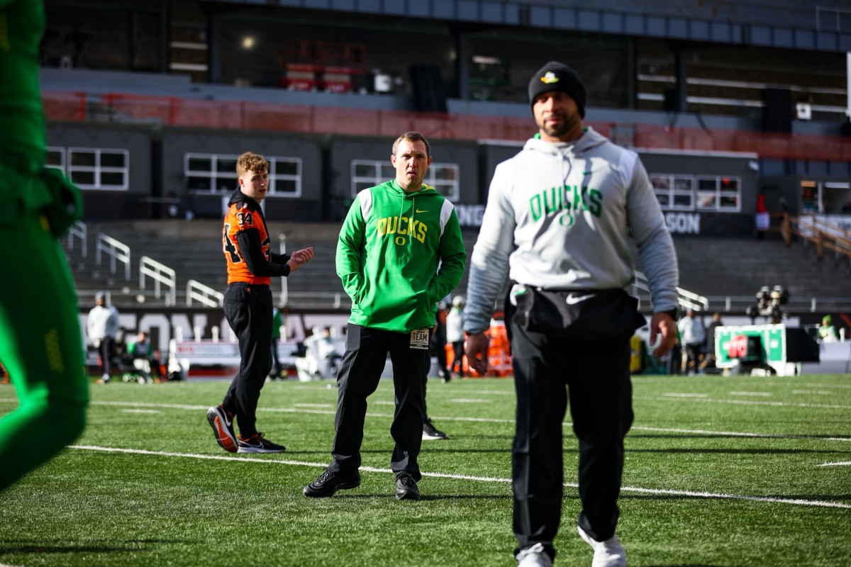 Kenny Dillingham on the field during pregame warmups against the Oregon State Beavers.