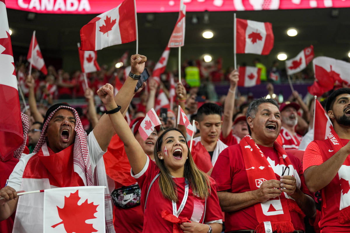 Fans of Canada pictured at the 2022 FIFA Men's World Cup in Qatar