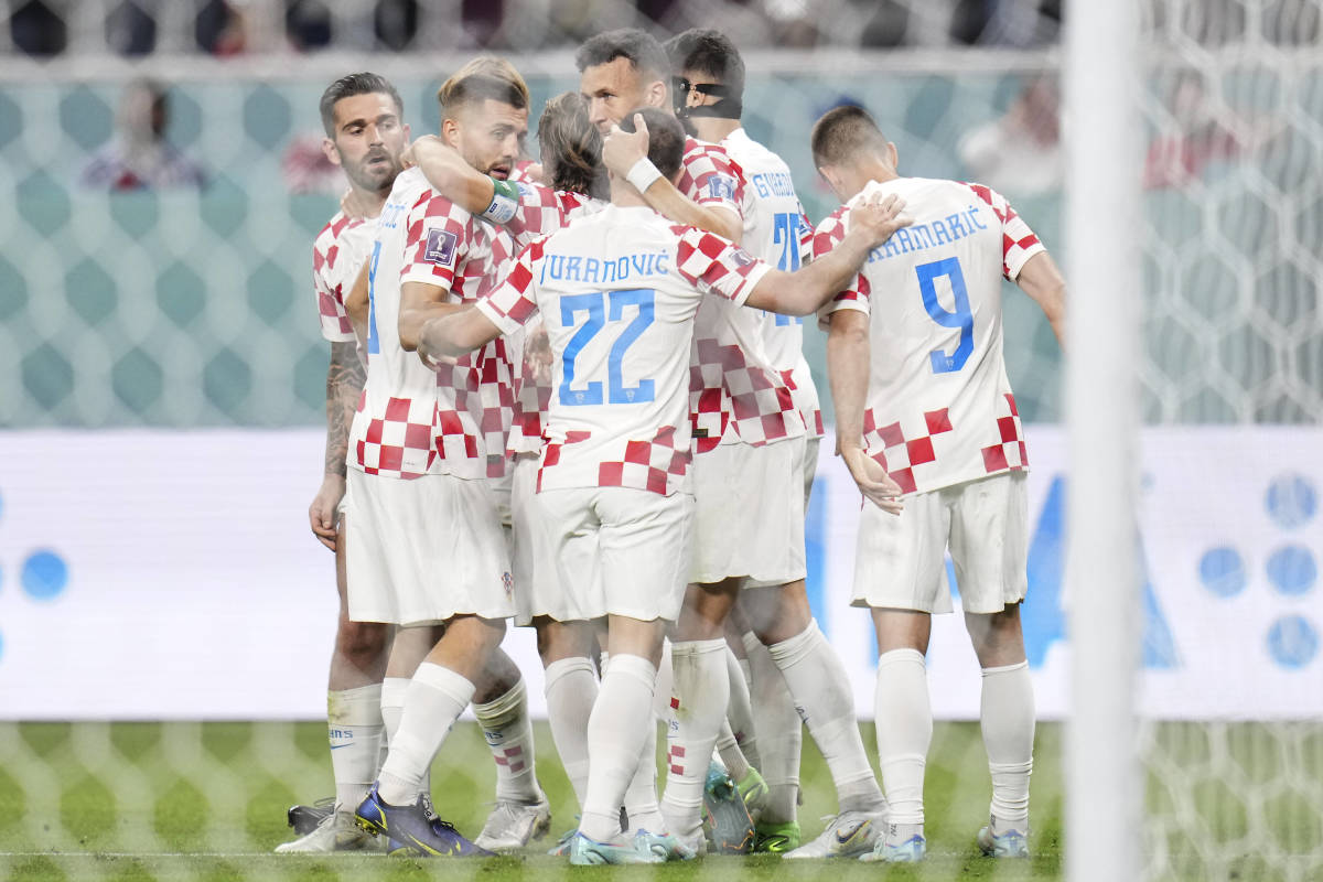 Players of Croatia pictured celebrating a goal during their win over Canada at the 2022 FIFA World Cup