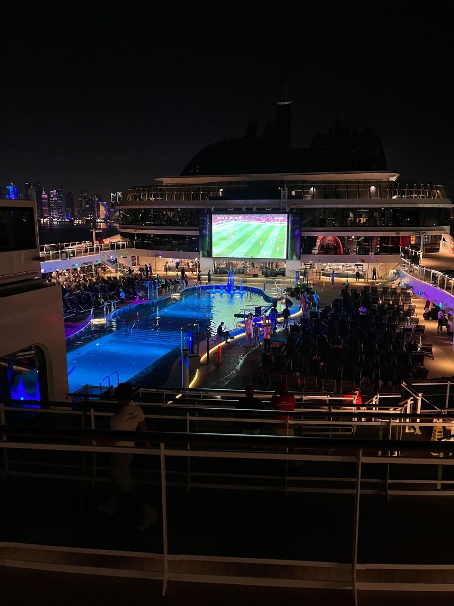 Many fans are housed on cruise ships, which are as opulent as the shipping containers are shabby.