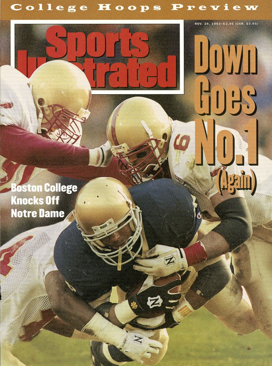 Sports Illustrated cover featuring Boston College's upset over Notre Dame in 1993