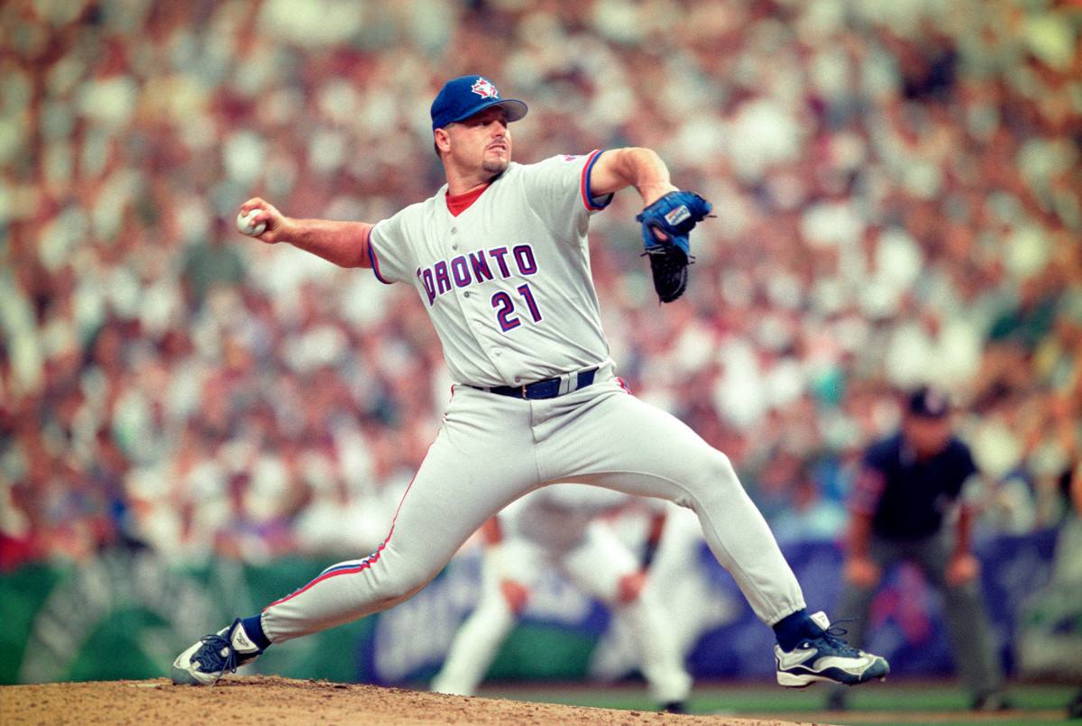 Blue Jays righthander Roger Clemens pitches in the 1998 MLB All-Star Game at Coors Field.