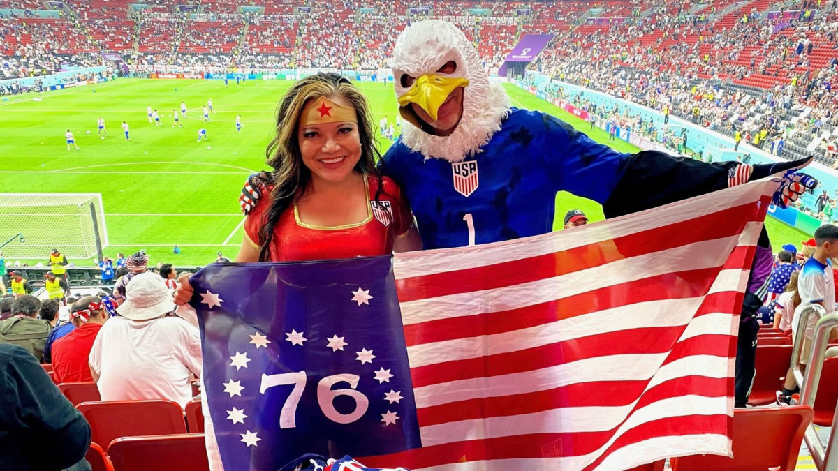 Wonder Woman and Eagleman at the 2022 World Cup