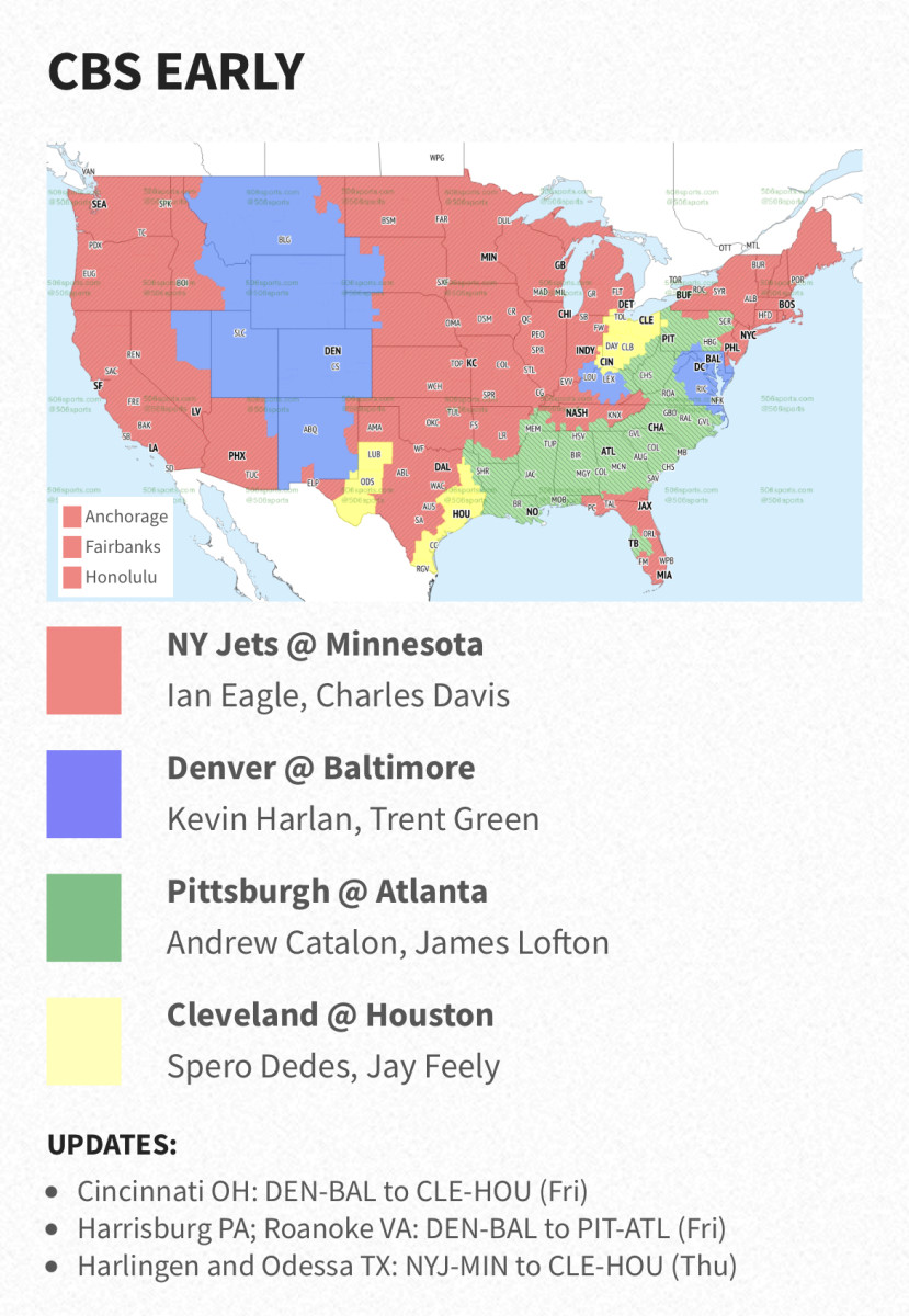 NFL Week 13 TV Coverage Map - Sports Illustrated Arizona Cardinals