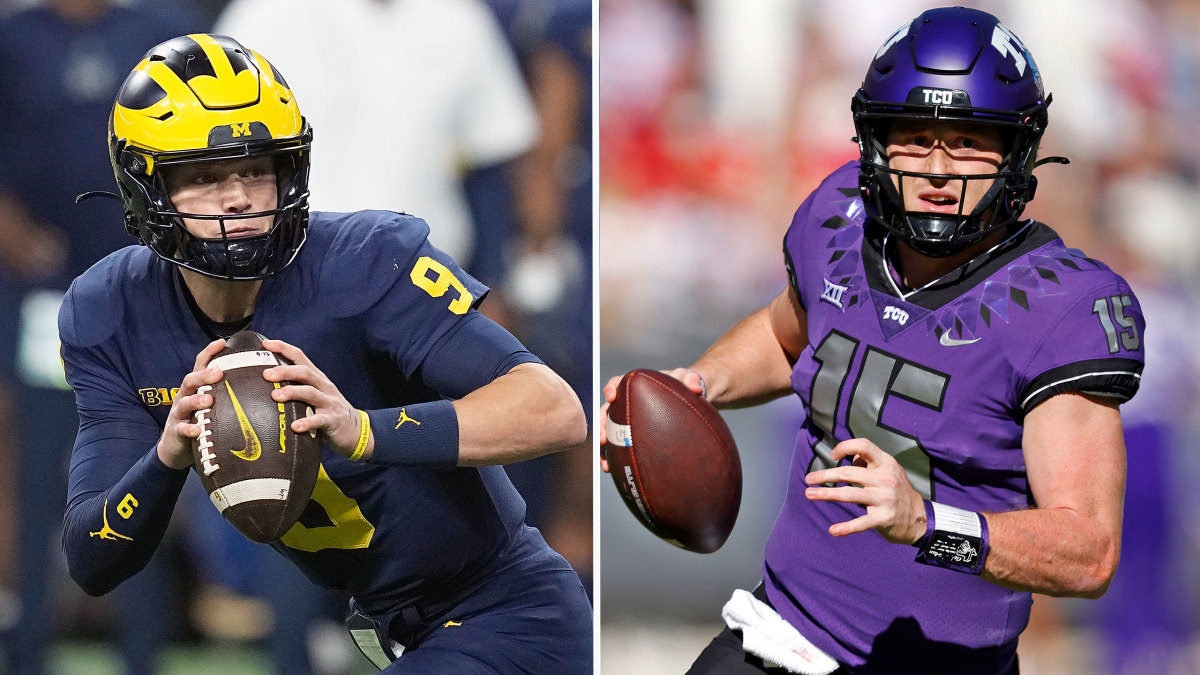 Michigan QB J.J. McCarthy and TCU QB Max Duggan