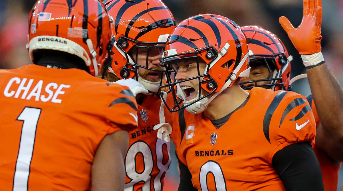 The Bengals celebrate after a touchdown in a Week 13 win over the Chiefs
