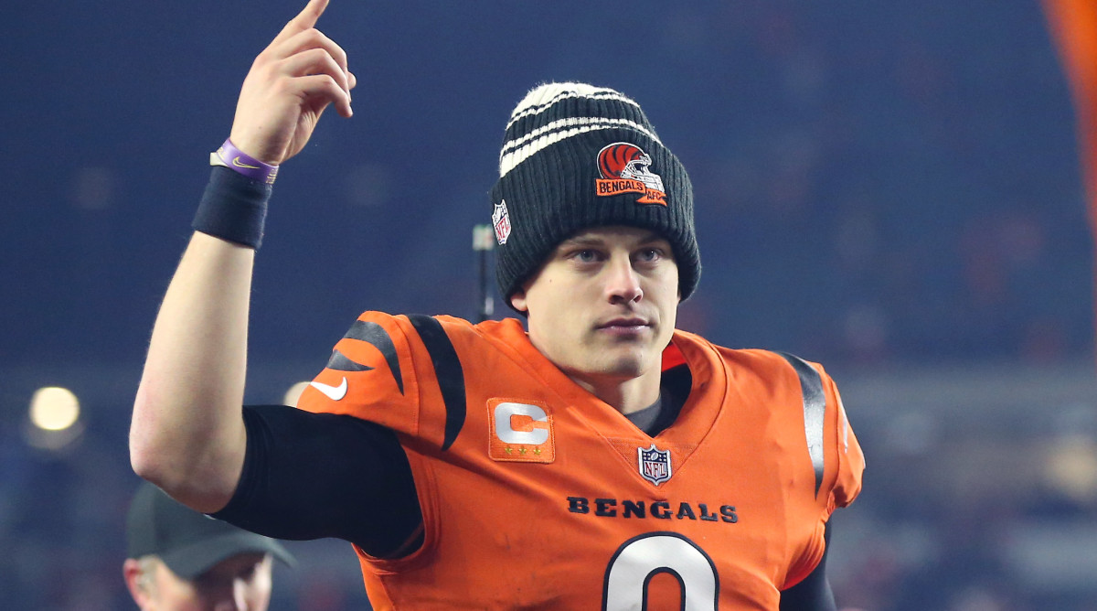 Bengals QB Joe Burrow celebrates following a win over the Chiefs on Dec. 5.